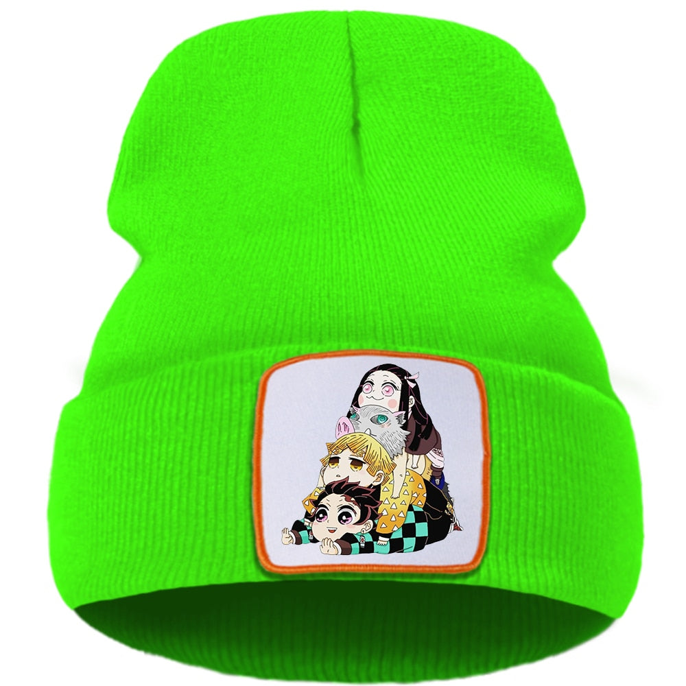 Demon Slayer Printing New Winter Hats For Women Warm Casual Man Japan Anime Knitted Hat Soft Fashion Men Autumn Beanie