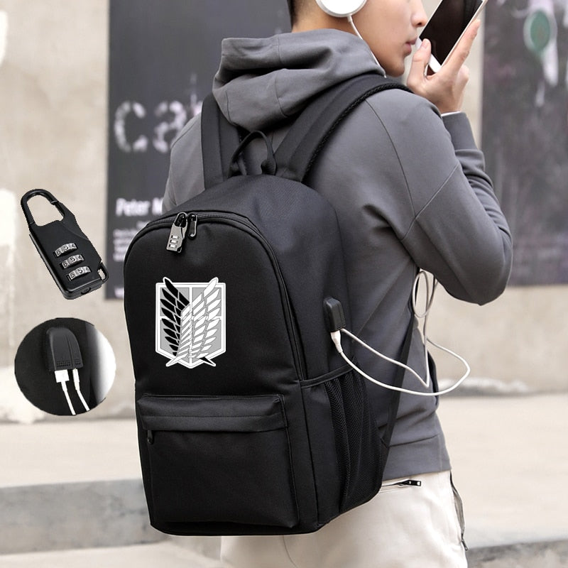 Attack on Titan Backpacks for Teenager Canvas Black Travel Bags Students Laptop Bag Boys Girls Back to School Mochila Sac A Dos