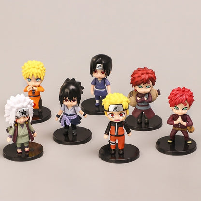 12pcs/set Naruto Anime Shippuden Hinata Sasuke Itachi Kakashi Gaara Jiraiya Sakura Q Version PVC Figures Toys Dolls Kid Gift