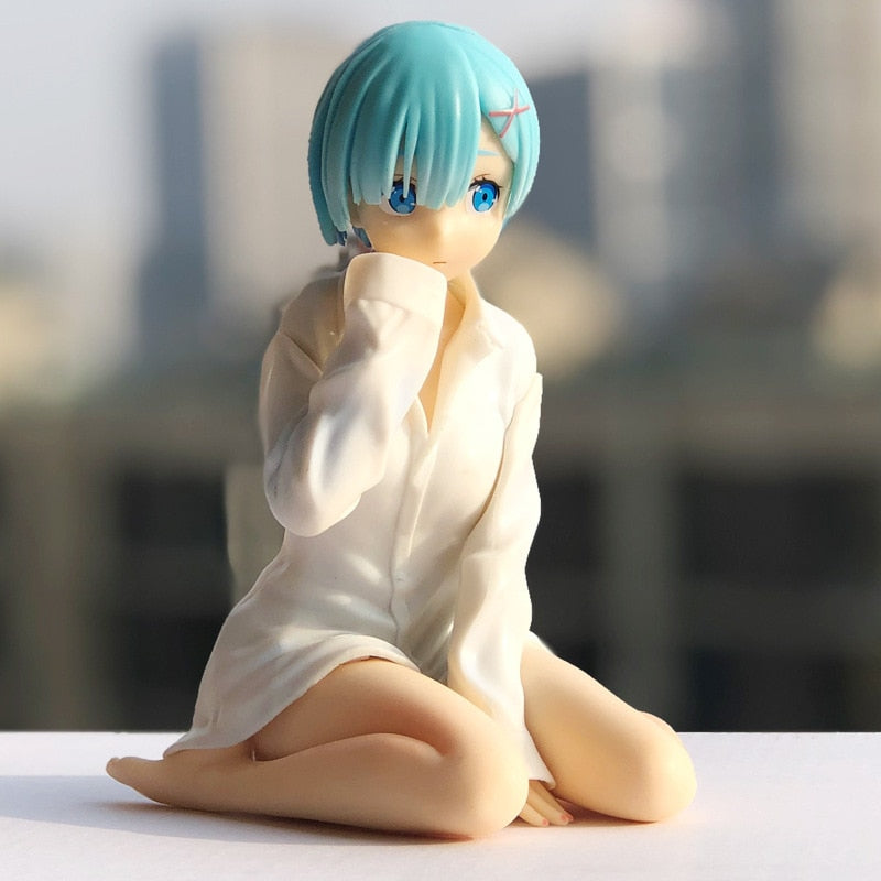 11CM Sitting Anime white shirt Re: Zero in a different world from zero Brianna Knickerbocker Ram Rem doll Model toys Gift