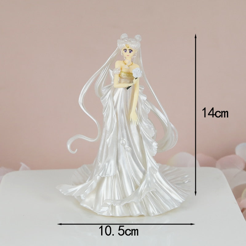 Anime Sailor Moon Wedding dress PVC Action Figure Collection Model Toy Doll Cake Decoration Girl Gift For Birthday Dessert Decor