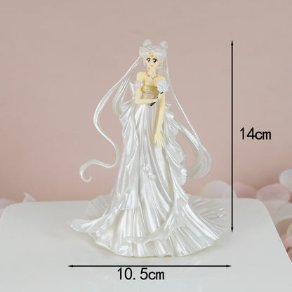 Anime Sailor Moon Wedding dress PVC Action Figure Collection Model Toy Doll Cake Decoration Girl Gift For Birthday Dessert Decor