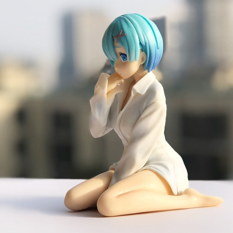 11CM Sitting Anime white shirt Re: Zero in a different world from zero Brianna Knickerbocker Ram Rem doll Model toys Gift