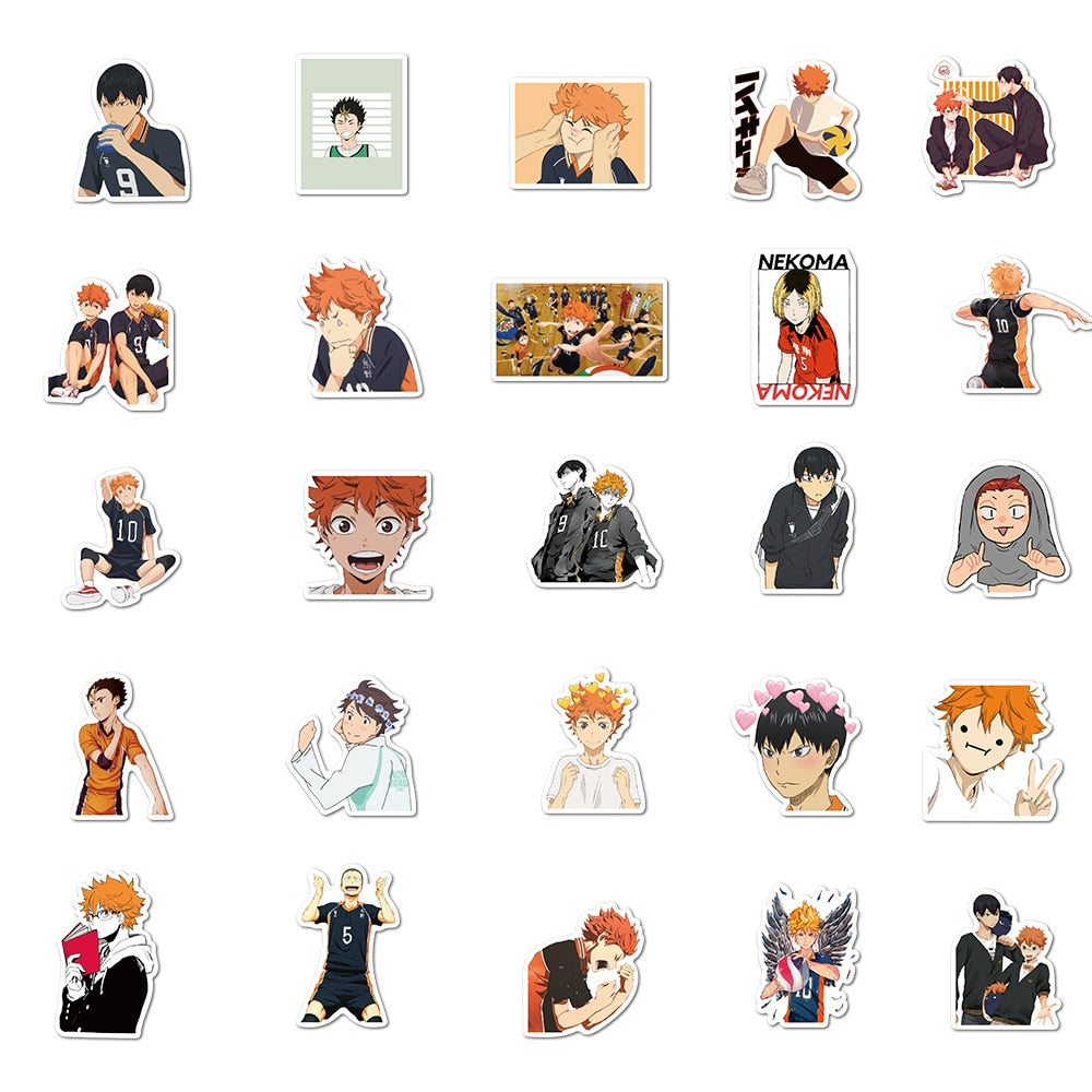 50PCS/set New Haikyuu Stickers Decal to DIY Laptop Phone Guitar Suitcase Skateboard PS4 Toy Anime Haikyuu!! Waterproof Sticker