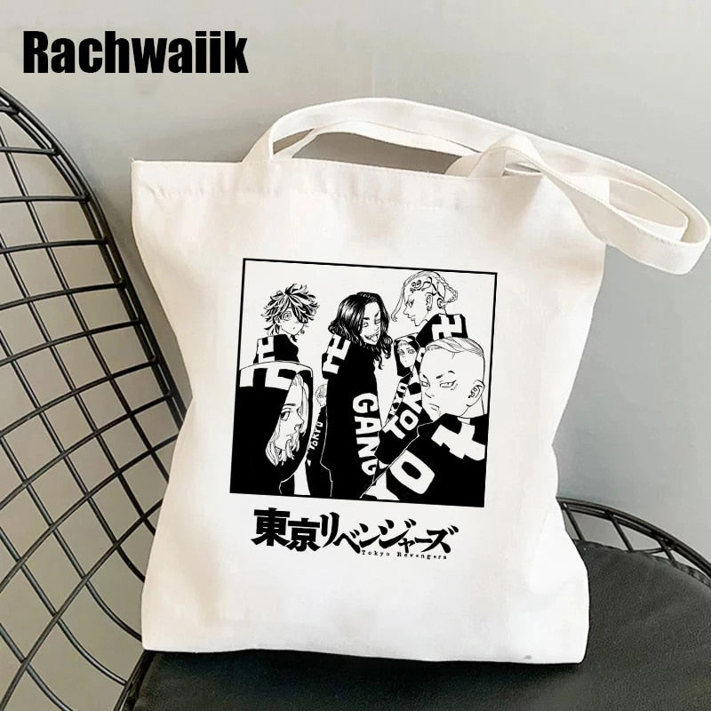 Tokyo Revengers Shopping Bag Graphic Tote Harajuku Shopper Bag Women Canvas Shoulder Bag Female Ulzzang Funny Eco Large-capacity