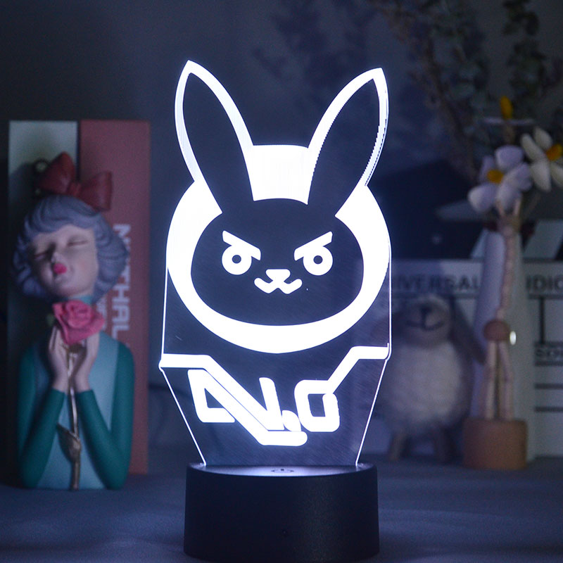 Overwatch OW Game Figure Dva Lamp 3D Led Neon Effect Night Lights Birthday Gift for Friends Gaming Room Table art Decoration