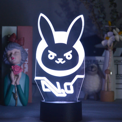 Overwatch OW Game Figure Dva Lamp 3D Led Neon Effect Night Lights Birthday Gift for Friends Gaming Room Table art Decoration