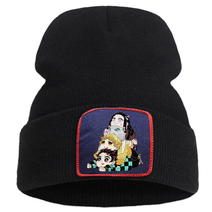 Demon Slayer Printing New Winter Hats For Women Warm Casual Man Japan Anime Knitted Hat Soft Fashion Men Autumn Beanie