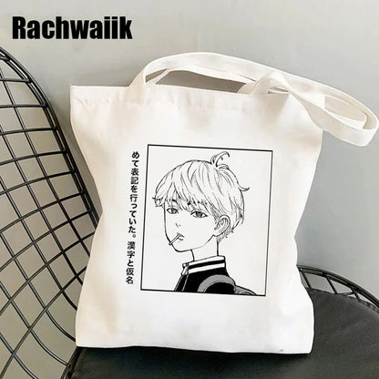 Tokyo Revengers Shopping Bag Graphic Tote Harajuku Shopper Bag Women Canvas Shoulder Bag Female Ulzzang Funny Eco Large-capacity