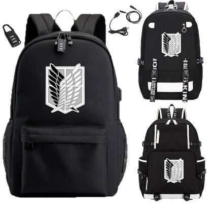 Attack on Titan Backpacks for Teenager Canvas Black Travel Bags Students Laptop Bag Boys Girls Back to School Mochila Sac A Dos