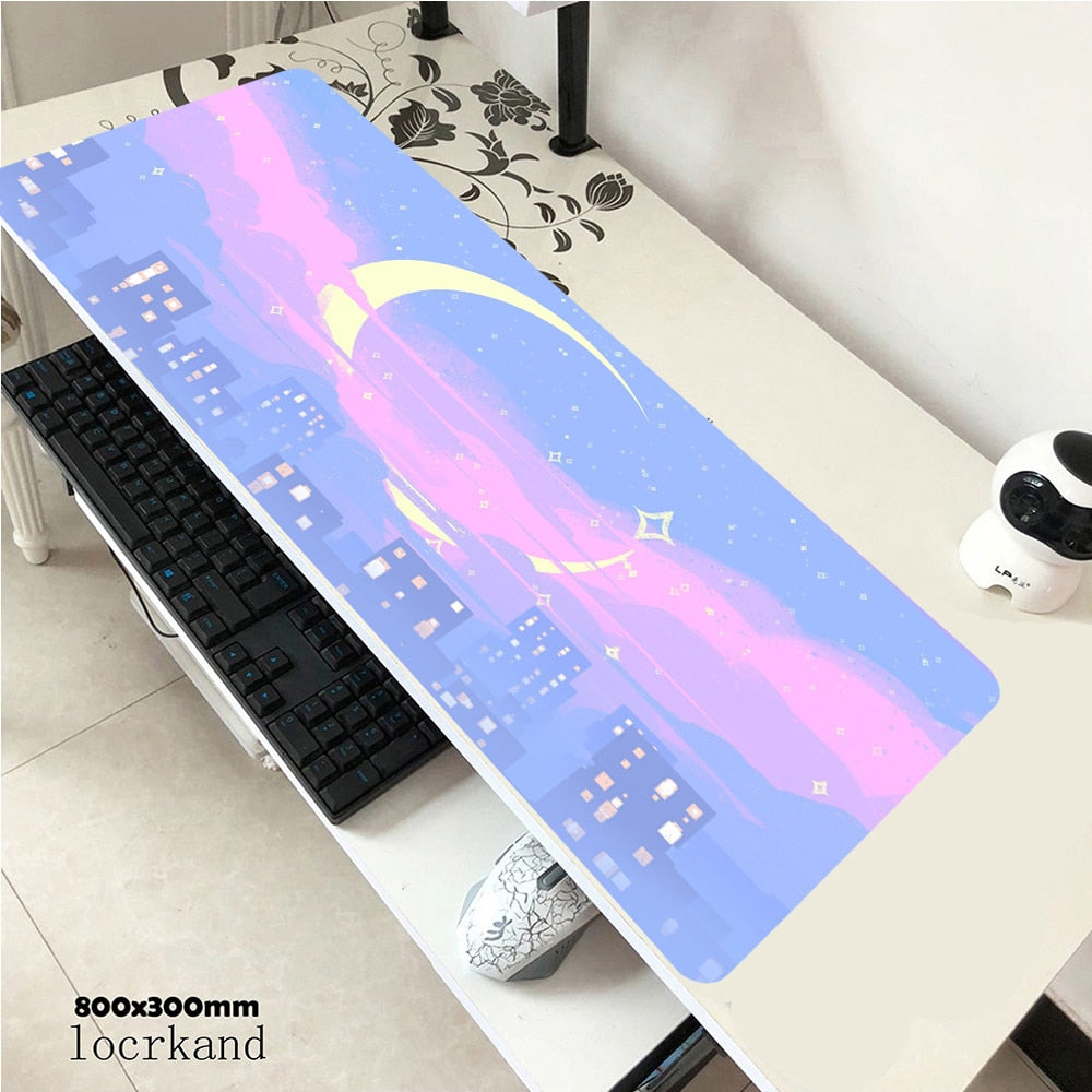 Pink Sailor Moon landscape Silicone Pad to Mouse Gaming Mousepad XL Large Gamer Keyboard PC Desk Mat Computer Tablet Mouse Pad.