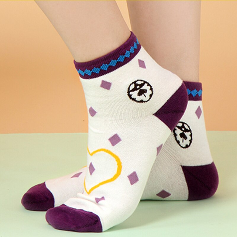 Anime Jojos Bizarre Adventure Bruno Bucciarati Kira Yoshikage Socks Embroider Cartoon Ankle Socks Creative Sock