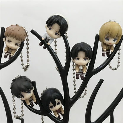 Action no Capsule Attack On Titan Mini Pendants Toys For Children Levi Armin Mikasa Eren The Giant Keyring Toys Collectible Gift