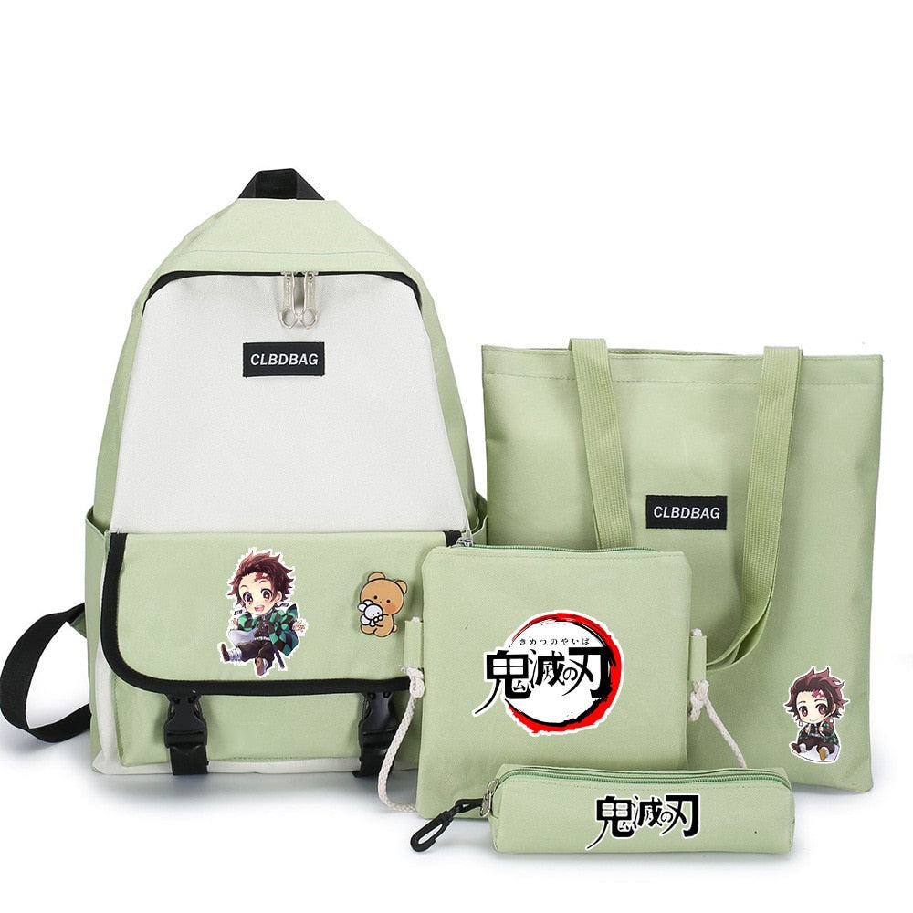 4PCS/set Demon Slayer: Kimetsu No Yaiba Kamado Tanjirou Agatsuma Zenitsu Hashibira schoolbag Backpack Shoulder bag Model Gift