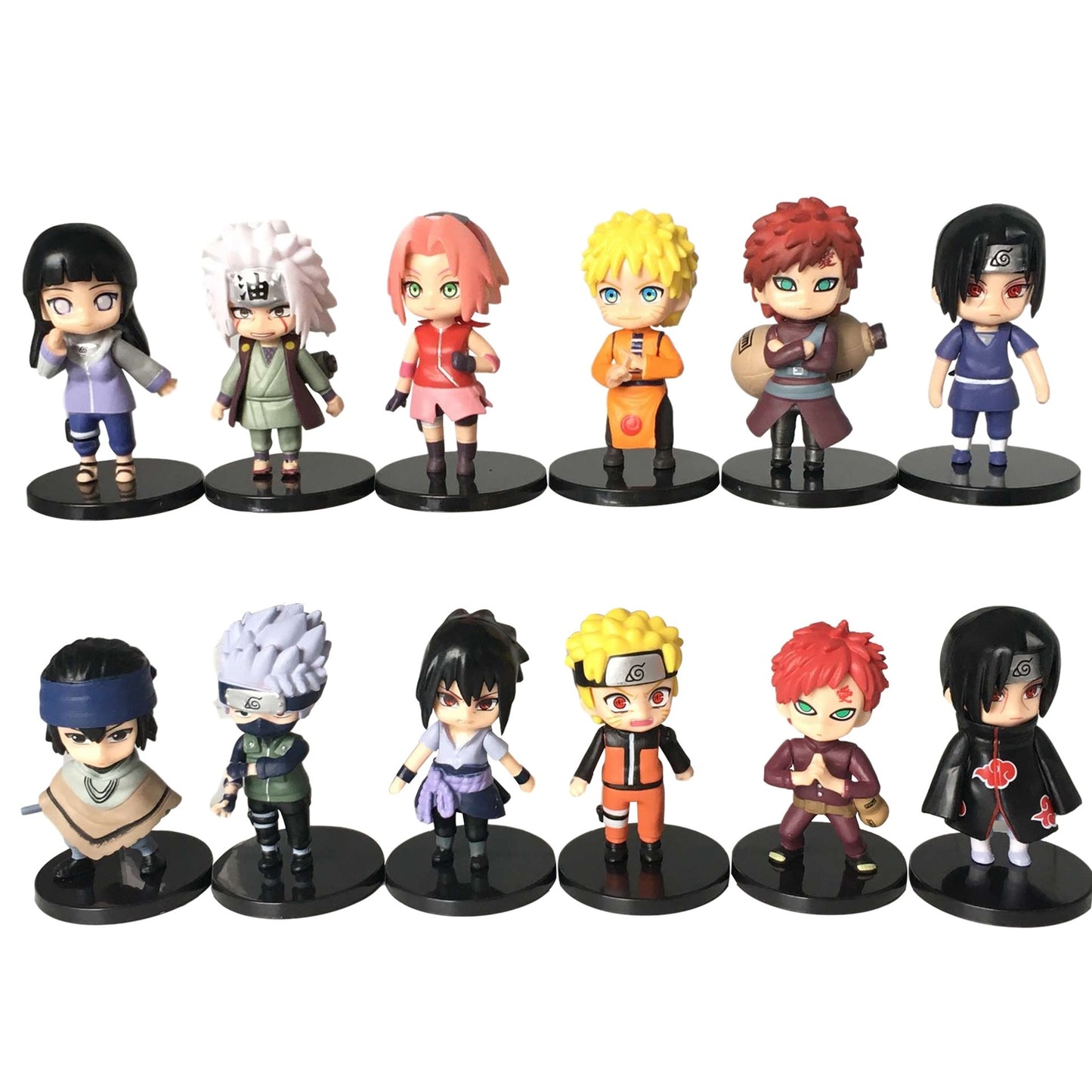 12pcs/set Naruto Anime Shippuden Hinata Sasuke Itachi Kakashi Gaara Jiraiya Sakura Q Version PVC Figures Toys Dolls Kid Gift