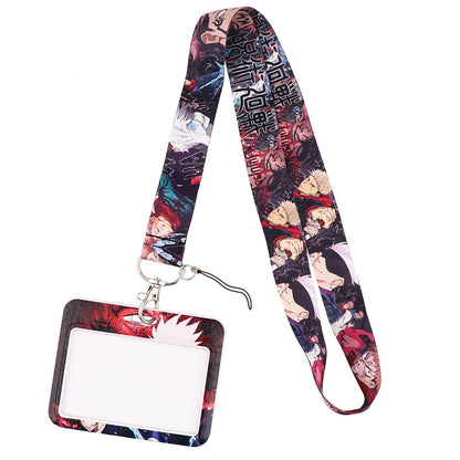 LT1083 Wholesale Anime Jujutsu Kaisen Attack on Titan Keychain Badge Holder ID Card Pass Hang Lanyard for Key Rings Accessories