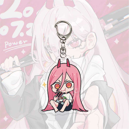 Kawaii Figures Anime Chainsaw Man Keychain Pochita Power Makima Angel Hayakawa Aki Key Ring 6cm Acrylic Charm Key Chain Llaveros