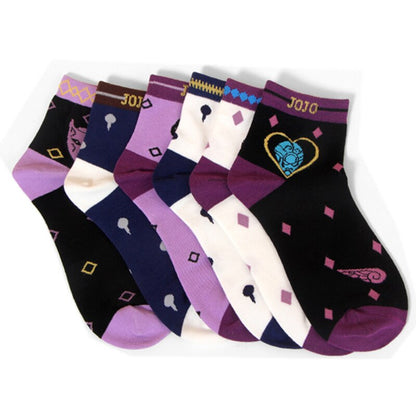 Anime Jojos Bizarre Adventure Bruno Bucciarati Kira Yoshikage Socks Embroider Cartoon Ankle Socks Creative Sock