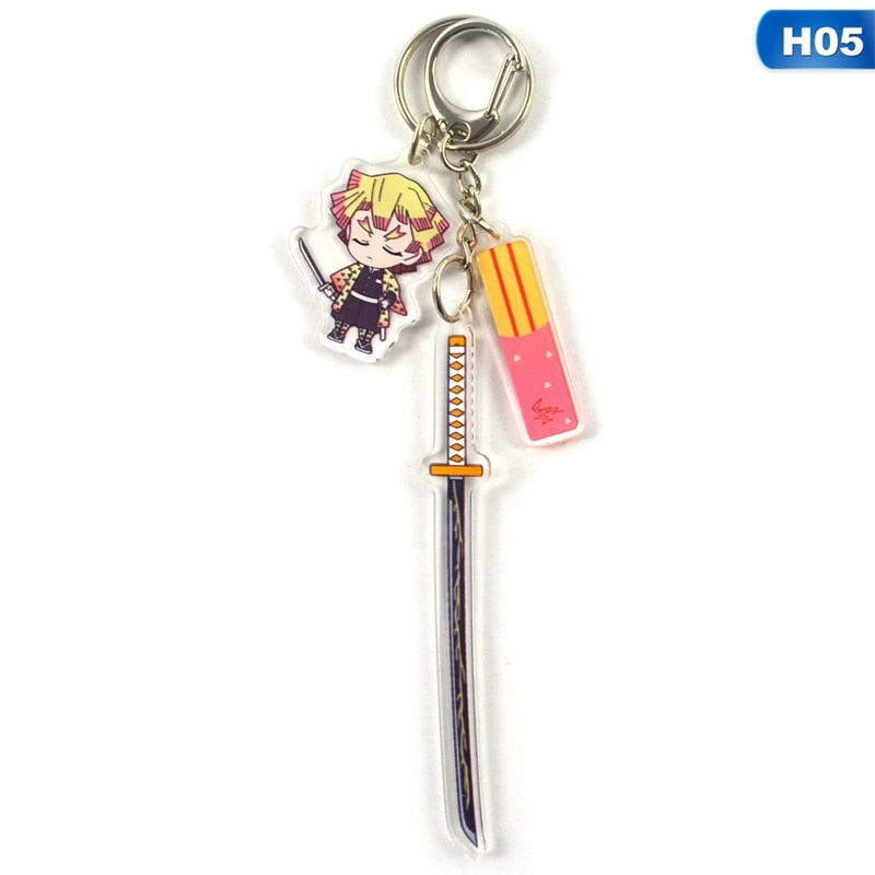 Anime Demon Slayer Keychain Acrylic Kimetsu no Yaiba Blade of Ghost Keychains Key Cover Chain Keyring Jewelry Accessories Gifts