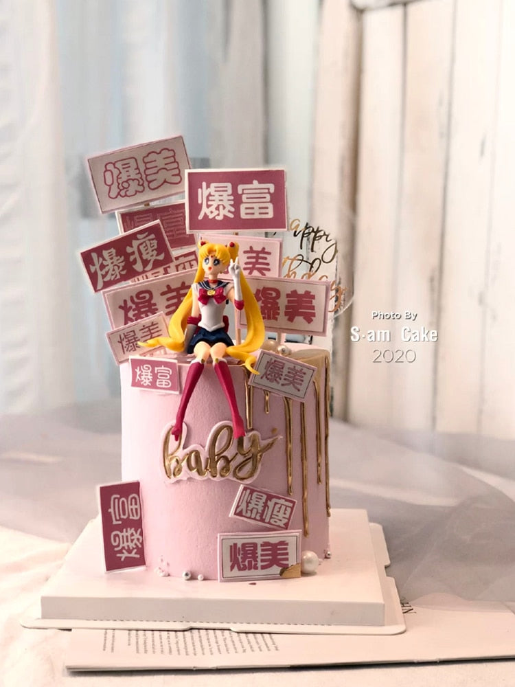 Anime Sailor Moon Wedding dress PVC Action Figure Collection Model Toy Doll Cake Decoration Girl Gift For Birthday Dessert Decor