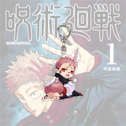 Hot Fashion Jujutsu Kaisen Yuji Itadori Keychain Fushiguro Megumi Cosplay Two-sided Acrylic Keyring Anime Jewelry Fans Souvenir