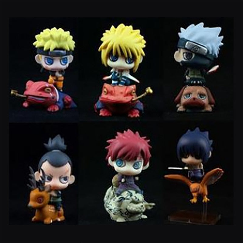 6Pcs Q Version Naruto Anime Figurine Uchiha Sasuke Itachi Gaara Akatsuki Action Figure PVC Model Toys For Children