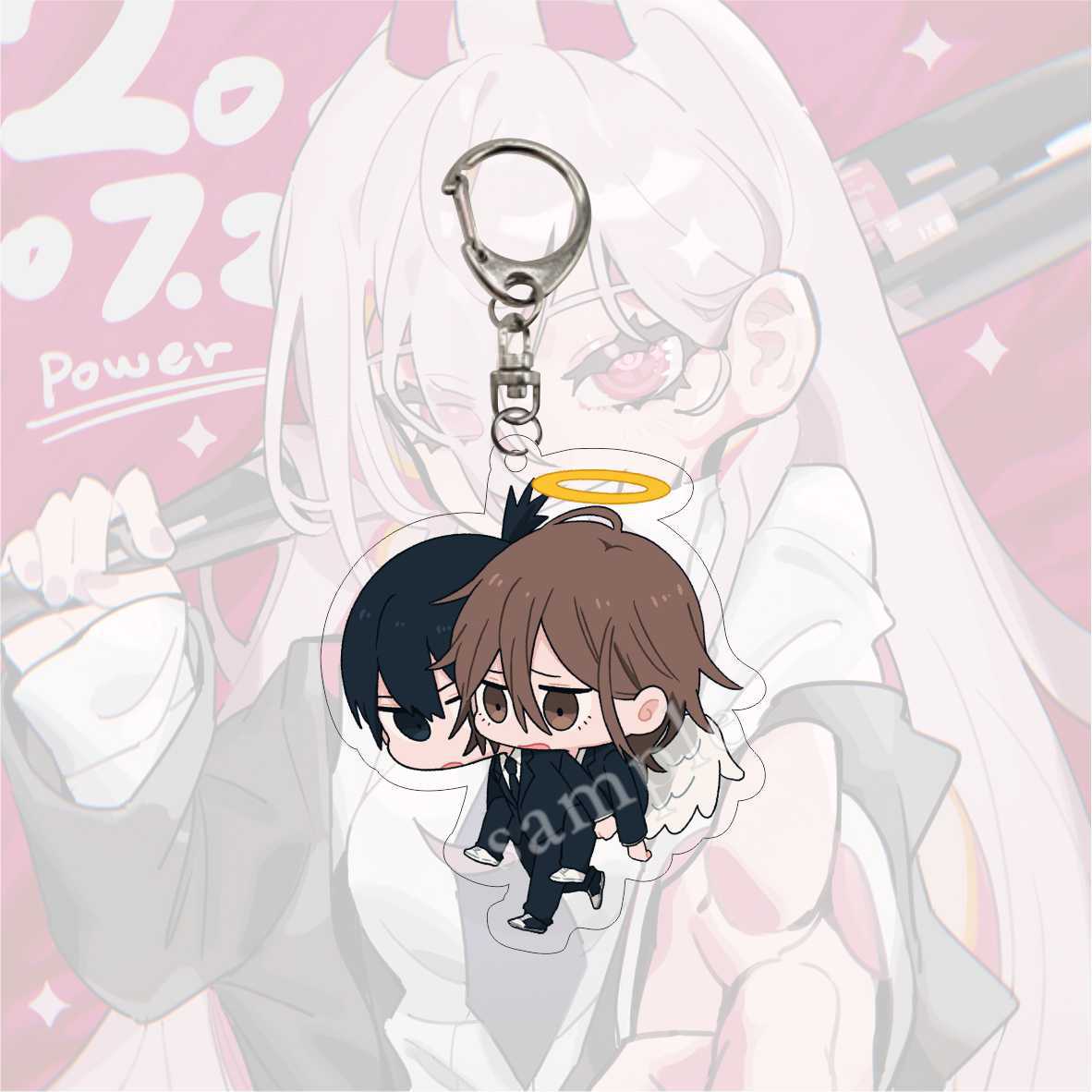 Kawaii Figures Anime Chainsaw Man Keychain Pochita Power Makima Angel Hayakawa Aki Key Ring 6cm Acrylic Charm Key Chain Llaveros