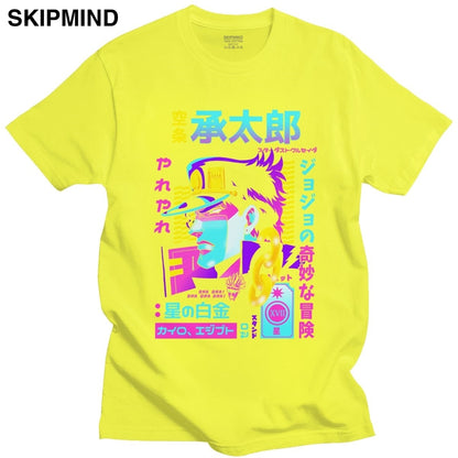 Fashion Jojos Bizarre Adventure T Shirt Men Short Sleeved Vaporwave Aesthetic Jotaro T-shirt Cotton Kujo Manga Graphic Tee Tops