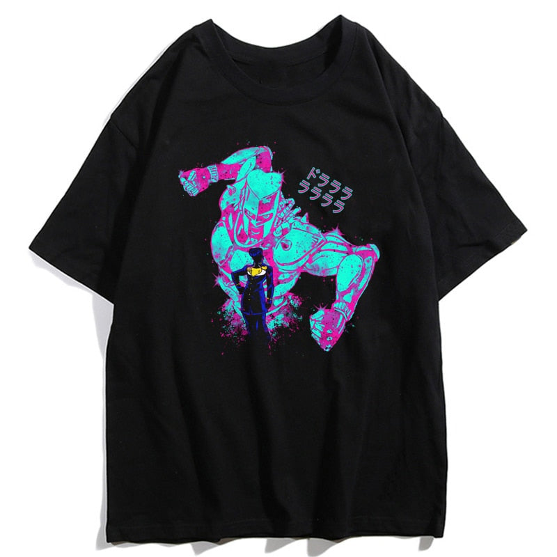 Jojos Bizarre Adventure Kujo Jotaro Giorno Giovanna Men Summer T-Shirts Harajuku Streetwear Ulzzang Hip Hop Tops Tee Cool T-Shirt