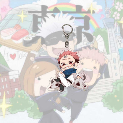 Hot Fashion Jujutsu Kaisen Yuji Itadori Keychain Fushiguro Megumi Cosplay Two-sided Acrylic Keyring Anime Jewelry Fans Souvenir