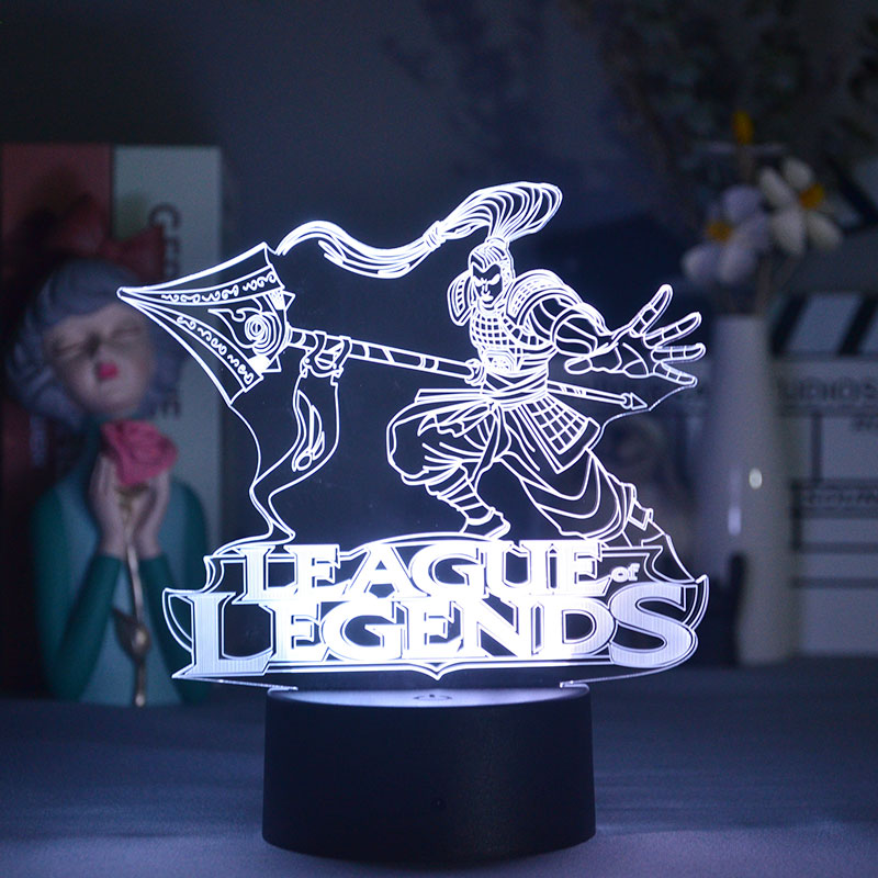 Xin Zhao Champion League of Legends 3D Visual Lamp Gaming Room Desk Backlight Novelty Acrylic Lighting Decoration on the table