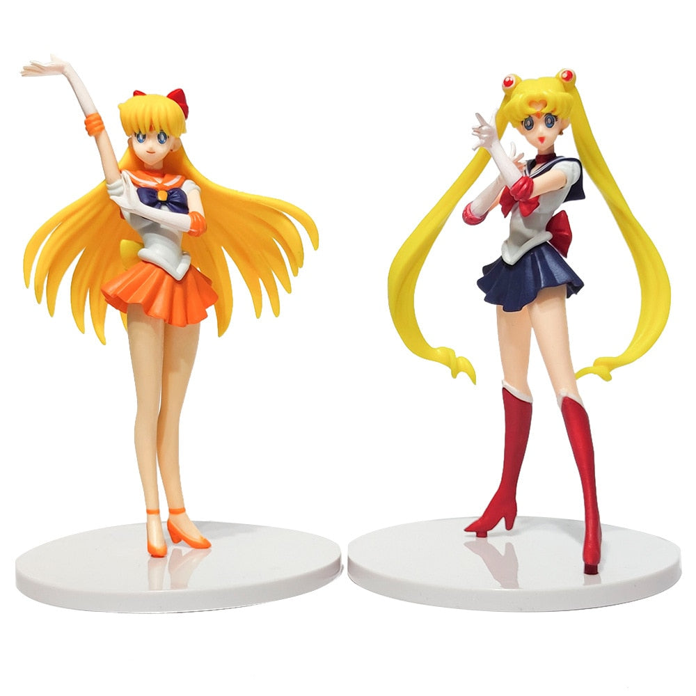 5pcs Sailor Moon Action Figures Model Toy Tsukino Usagi Tuxedo Venus Anime Collection Decoration Decor Cartoon Doll Kids Gift