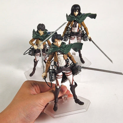 Figma Attack on Titan Eren Jaeger / Mikasa Ackerman / Levi Ackerman / PVC Action Figure Model Toy Figuirne