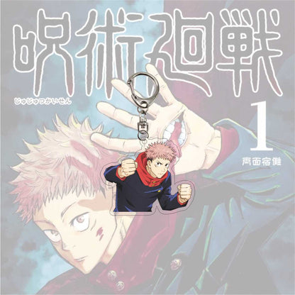 Hot Fashion Jujutsu Kaisen Yuji Itadori Keychain Fushiguro Megumi Cosplay Two-sided Acrylic Keyring Anime Jewelry Fans Souvenir