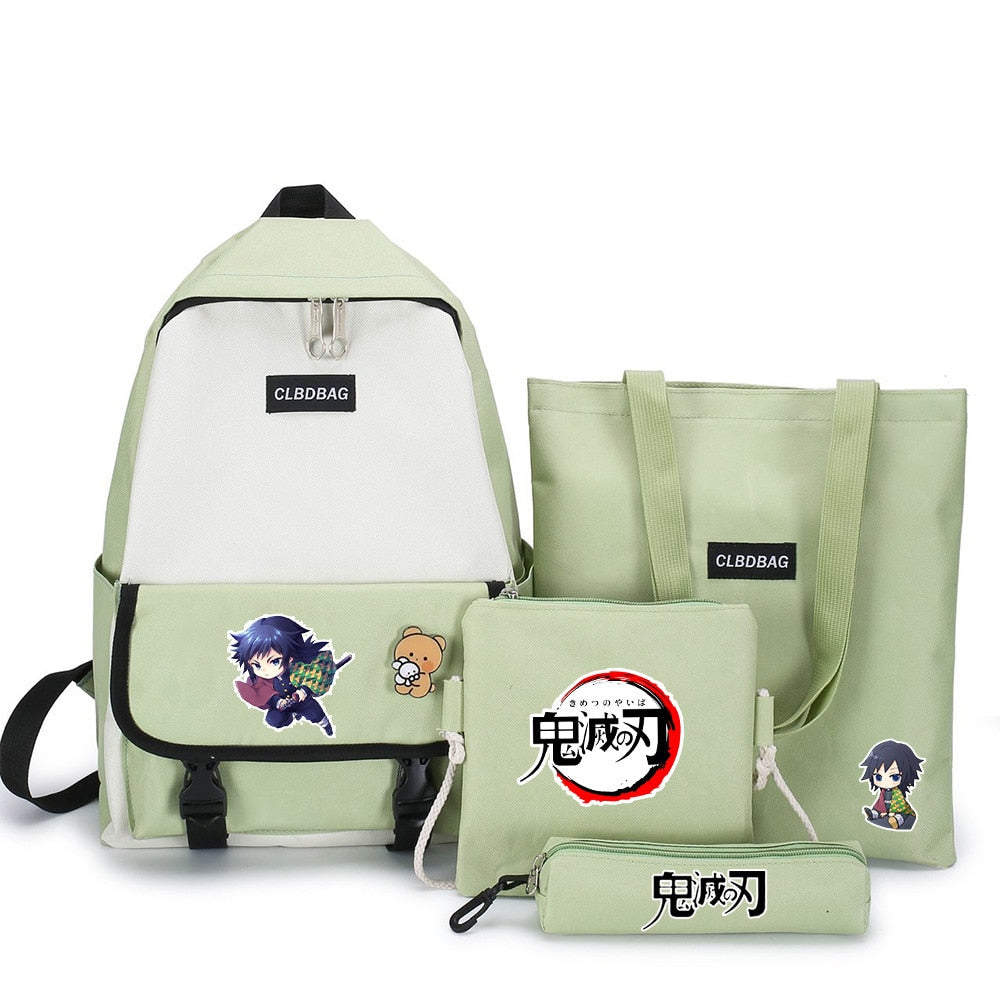 4PCS/set Demon Slayer: Kimetsu No Yaiba Kamado Tanjirou Agatsuma Zenitsu Hashibira schoolbag Backpack Shoulder bag Model Gift