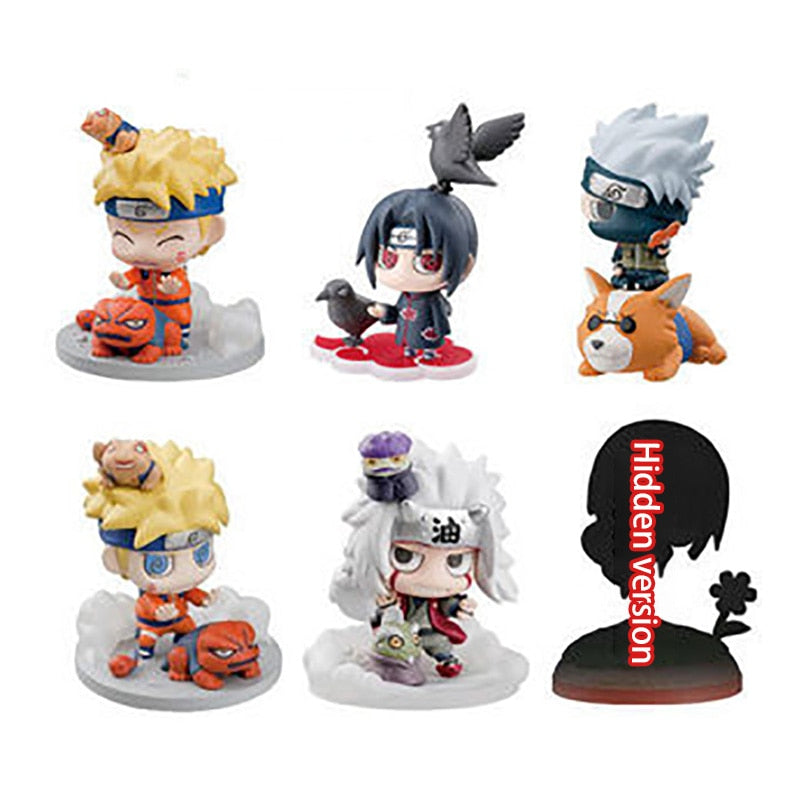 6Pcs Q Version Naruto Anime Figurine Uchiha Sasuke Itachi Gaara Akatsuki Action Figure PVC Model Toys For Children