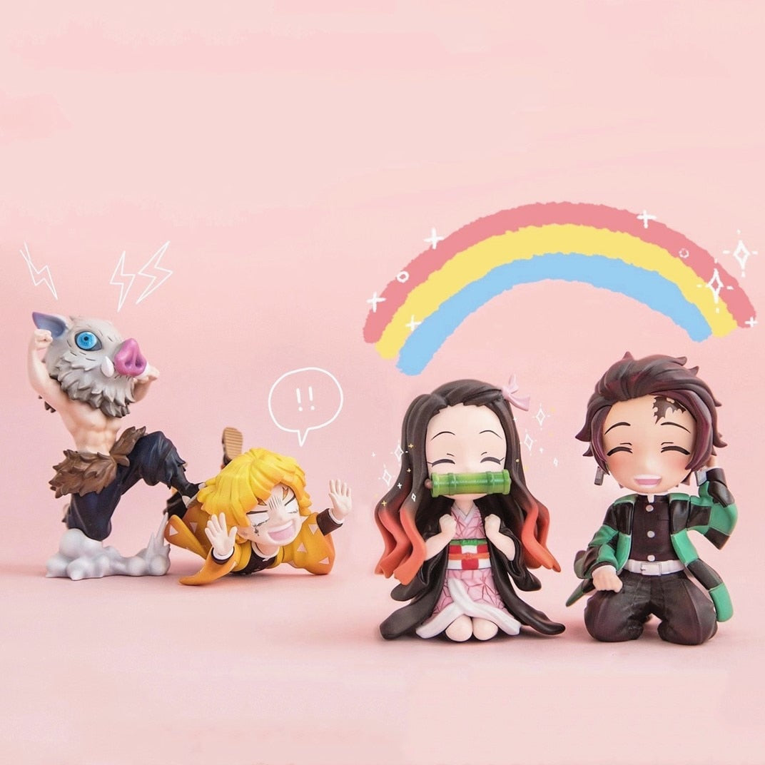 Anime GK Figure Demon Slayer Kimetsu No Yaiba Kamado Nezuko Agatsuma Zenitsu Cute Toys for Kids Collectible Model PVC Doll