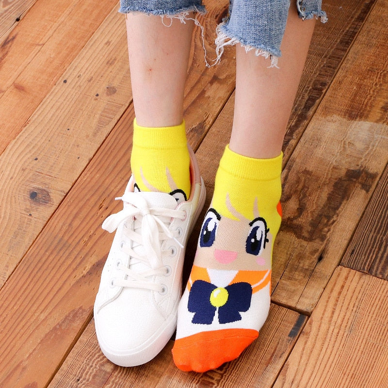 6 pairs High Quality Novel original design new products cute Kawaii playful cat sailor Moon breathable funny lovely women Socks