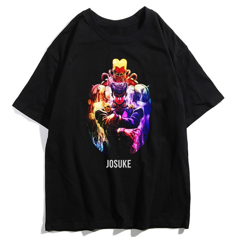 Jojos Bizarre Adventure Kujo Jotaro Giorno Giovanna Men Summer T-Shirts Harajuku Streetwear Ulzzang Hip Hop Tops Tee Cool T-Shirt