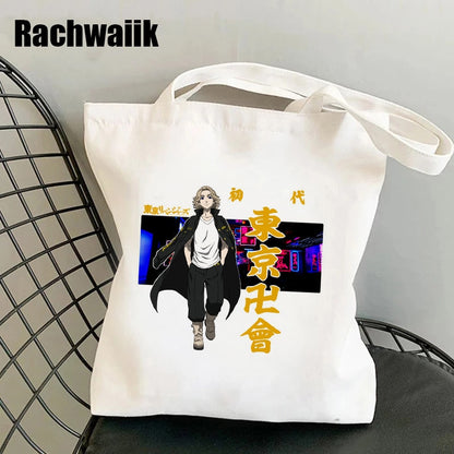 Tokyo Revengers Shopping Bag Graphic Tote Harajuku Shopper Bag Women Canvas Shoulder Bag Female Ulzzang Funny Eco Large-capacity