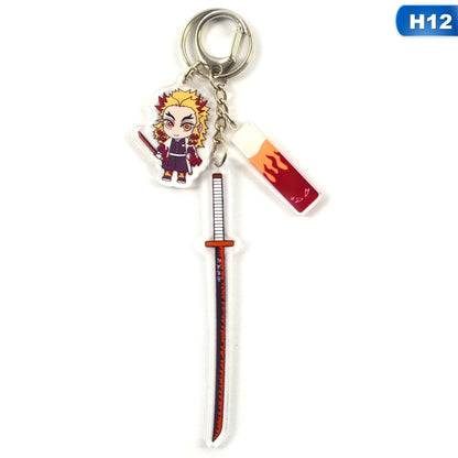 Anime Demon Slayer Keychain Acrylic Kimetsu no Yaiba Blade of Ghost Keychains Key Cover Chain Keyring Jewelry Accessories Gifts