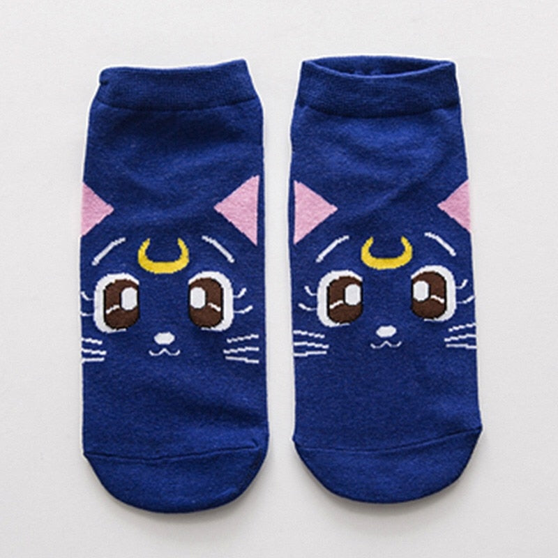 5 pairs Novel original design new products cute Kawaii playful cat  sailor Moon breathable funny women Socks High Quality Sox