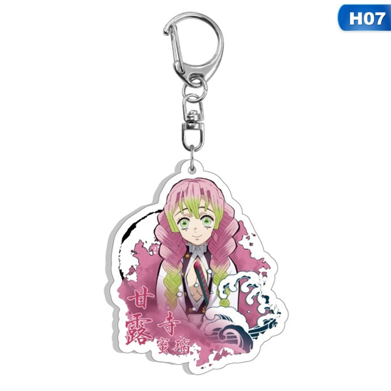 New Anime Demon Slayer Acrylic Keychain Cute Brinco Blade of Ghost Key Chain Kamado Tanjirou Cosplay Pompom Yaiba Keyring