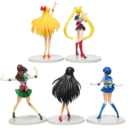 5pcs Sailor Moon Action Figures Model Toy Tsukino Usagi Tuxedo Venus Anime Collection Decoration Decor Cartoon Doll Kids Gift