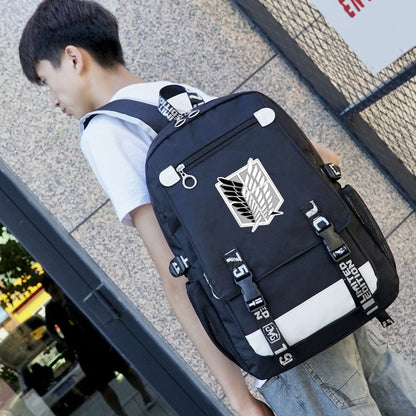 Attack on Titan Backpacks for Teenager Canvas Black Travel Bags Students Laptop Bag Boys Girls Back to School Mochila Sac A Dos