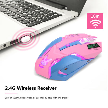 2.4GHz LED USB Wireless Gaming Optical Mouse 2400dpi Mute PC Laptop Computer 6 Buttons Gaming Mice for OW DVA Overwatch