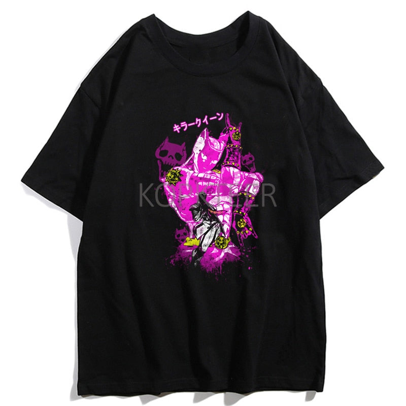 Jojos Bizarre Adventure Kujo Jotaro Giorno Giovanna Men Summer T-Shirts Harajuku Streetwear Ulzzang Hip Hop Tops Tee Cool T-Shirt