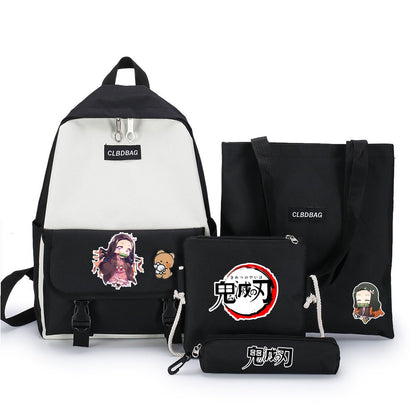 4PCS/set Demon Slayer: Kimetsu No Yaiba Kamado Tanjirou Agatsuma Zenitsu Hashibira schoolbag Backpack Shoulder bag Model Gift