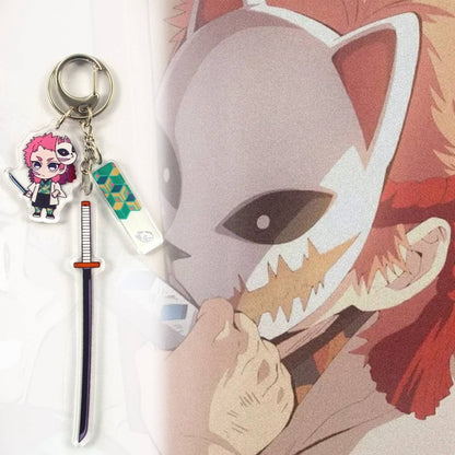 Anime Demon Slayer Keychain Acrylic Kimetsu no Yaiba Blade of Ghost Keychains Key Cover Chain Keyring Jewelry Accessories Gifts