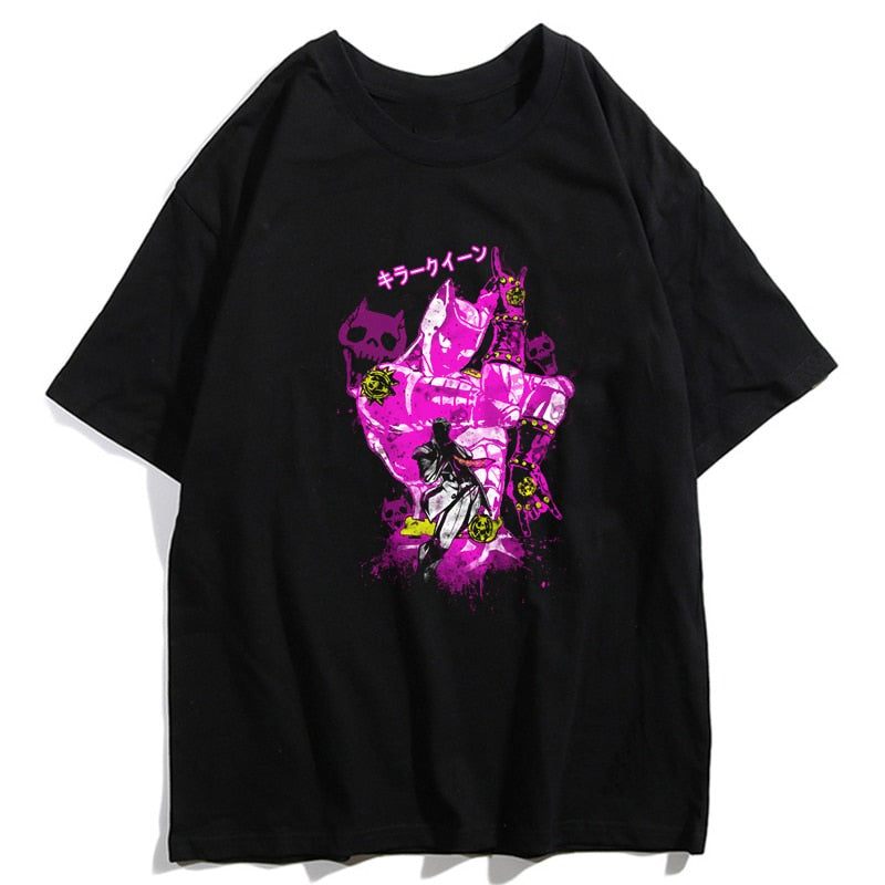 Jojos Bizarre Adventure Kujo Jotaro Giorno Giovanna Men Summer T-Shirts Harajuku Streetwear Ulzzang Hip Hop Tops Tee Cool T-Shirt